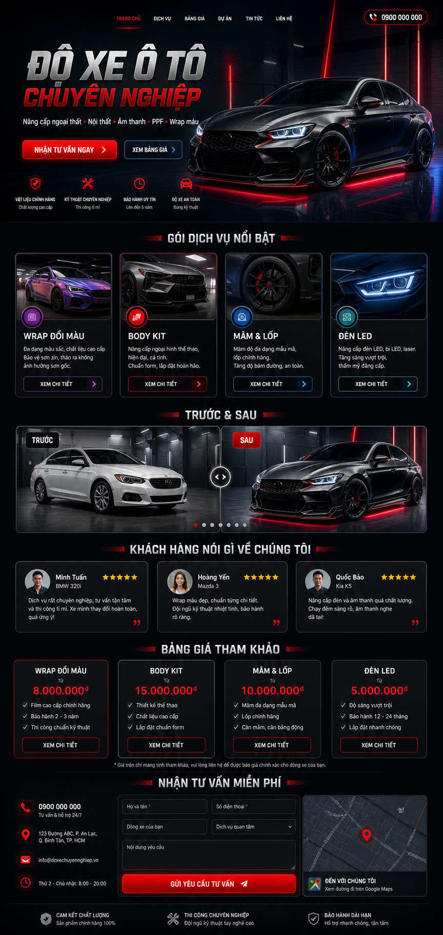 Làm Landing Page Quảng Cáo Dịch Vụ Độ Xe Ô Tô 3 VINASOFT nhận làm landing page quảng cáo dịch vụ độ xe ô tô