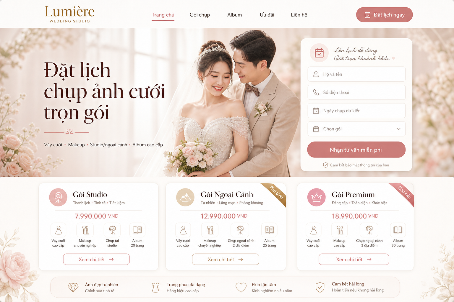 Làm trang web book lịch chụp ảnh cưới trọn gói 1 Vì sao studio cần làm trang web book lịch chụp ảnh cưới?
