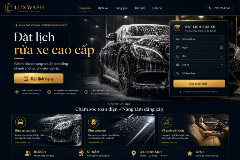 Làm Trang Web Đặt Lịch Rửa Xe Ô Tô Cao Cấp 13 lam trang web dat lich rua xe o to cao cap 1 128