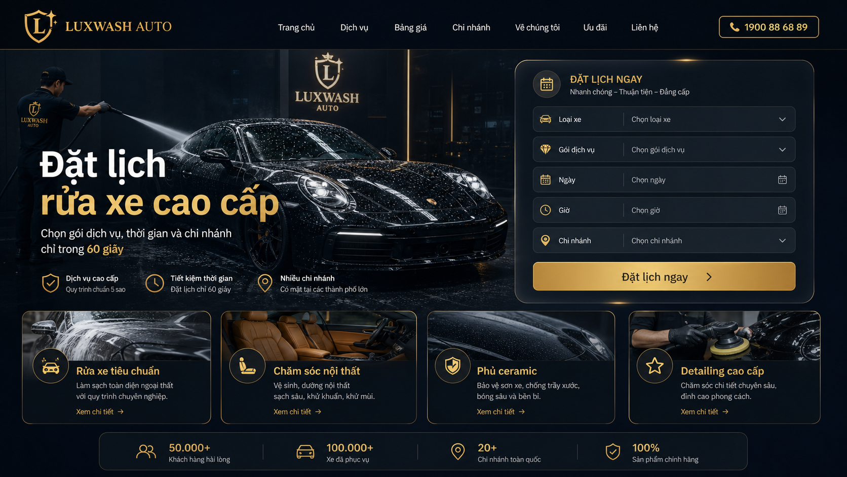 Làm Trang Web Đặt Lịch Rửa Xe Ô Tô Cao Cấp