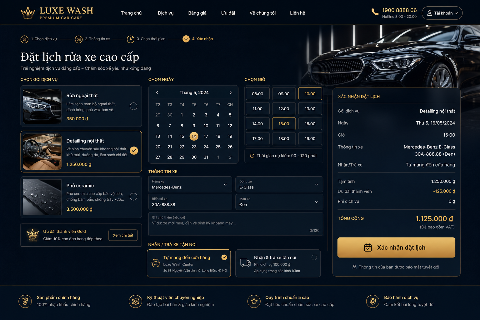 Làm Trang Web Đặt Lịch Rửa Xe Ô Tô Cao Cấp