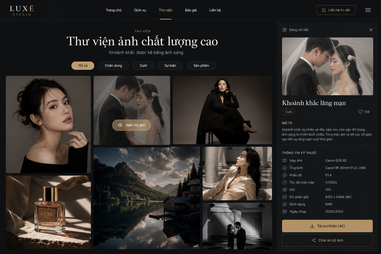 Làm web studio nhiếp ảnh có thư viện ảnh chất lượng cao