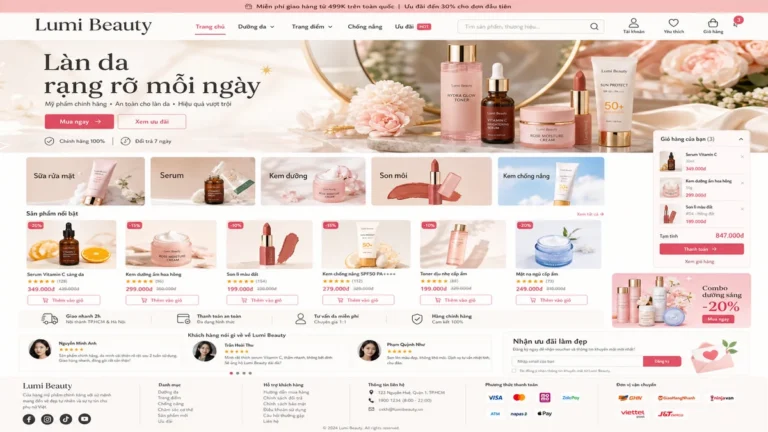 Thiết kế web cửa hàng bán mỹ phẩm chuyên nghiệp 16 thiet ke web cua hang ban my pham 1