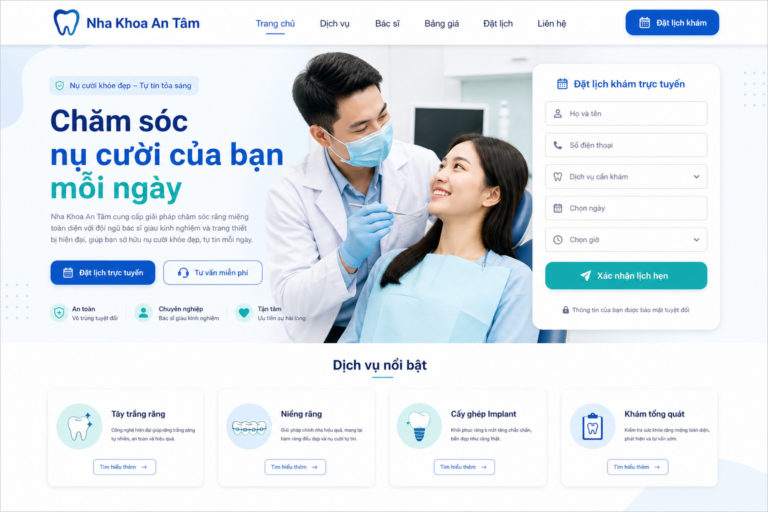 Thiết kế web phòng khám nha khoa có đặt lịch online 14 thiet ke web phong kham nha khoa dat lich kham truc tuyen 1