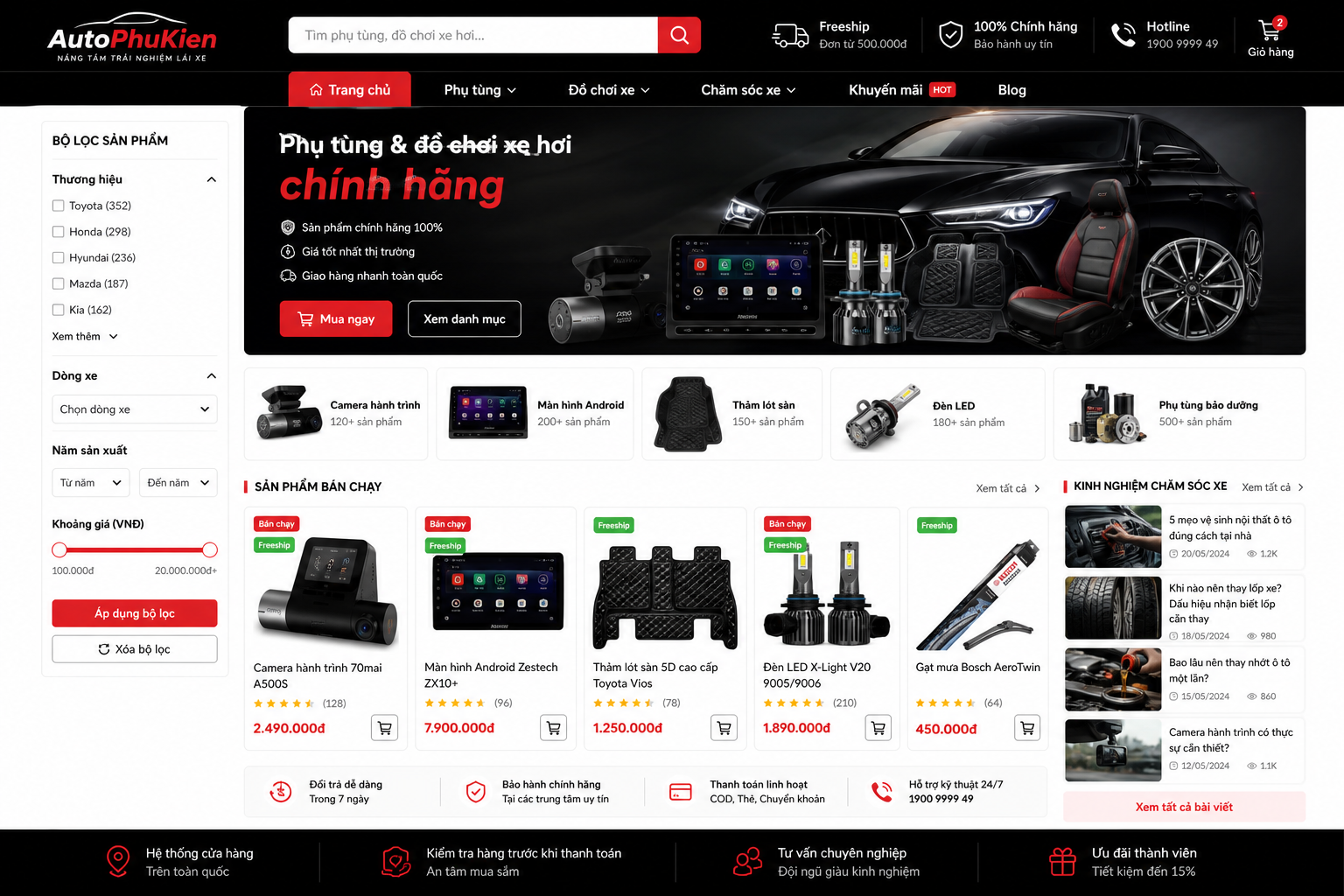 Thiết kế website bán phụ tùng đồ chơi xe hơi chuẩn SEO