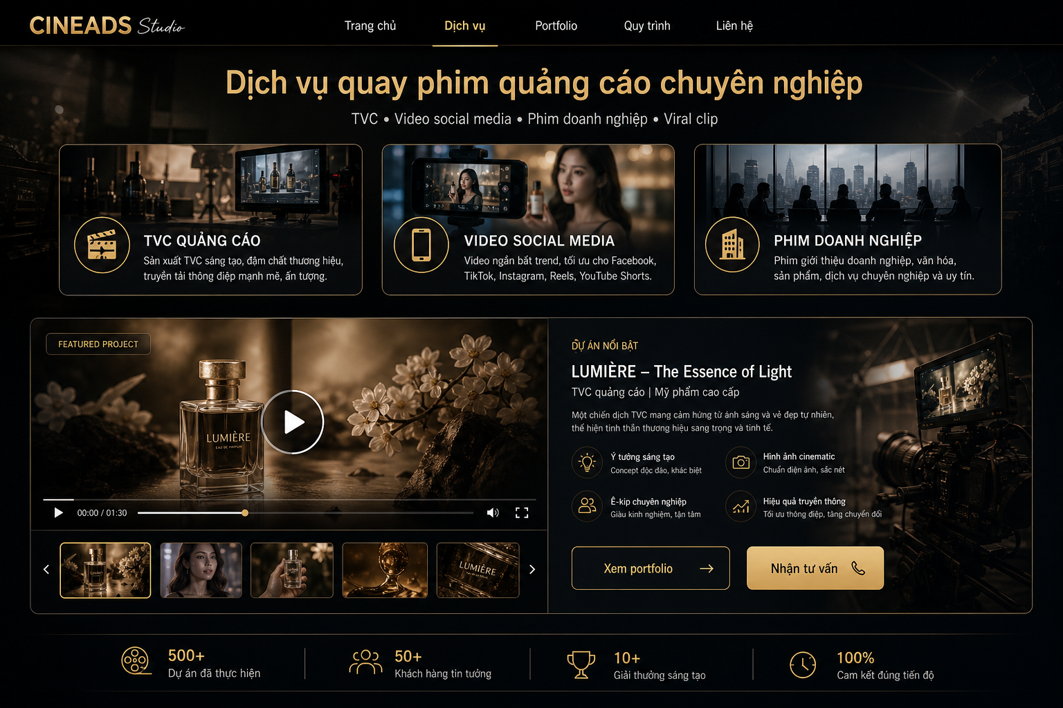 Thiết Kế Website Giới Thiệu Dịch Vụ Quay Phim Quảng Cáo