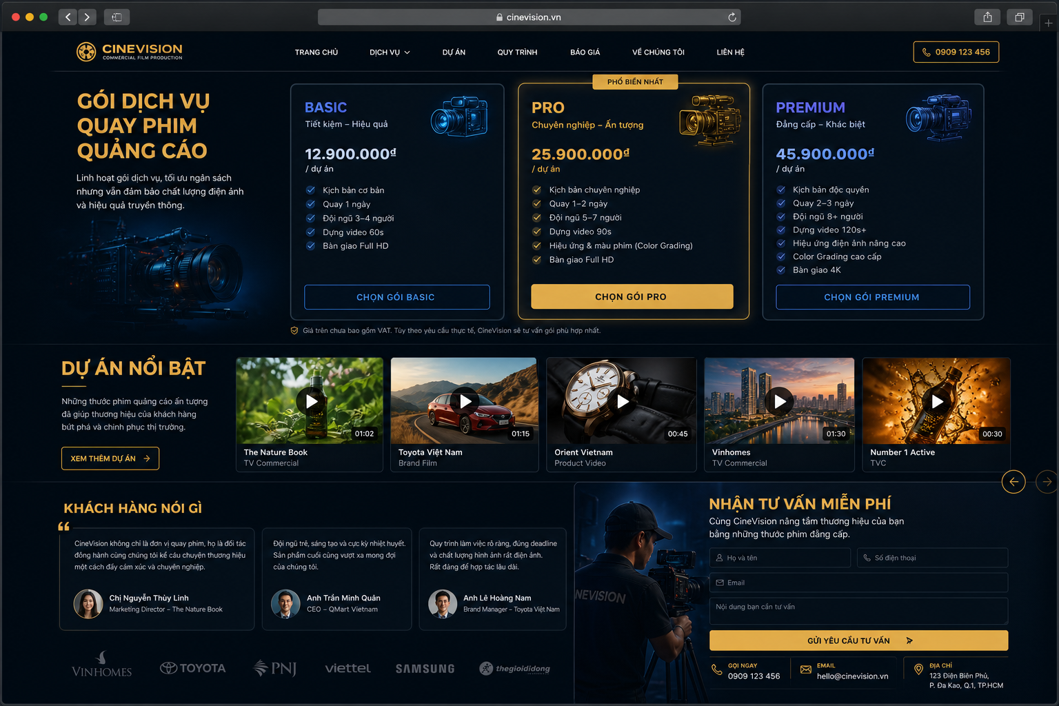 Thiết Kế Website Giới Thiệu Dịch Vụ Quay Phim Quảng Cáo