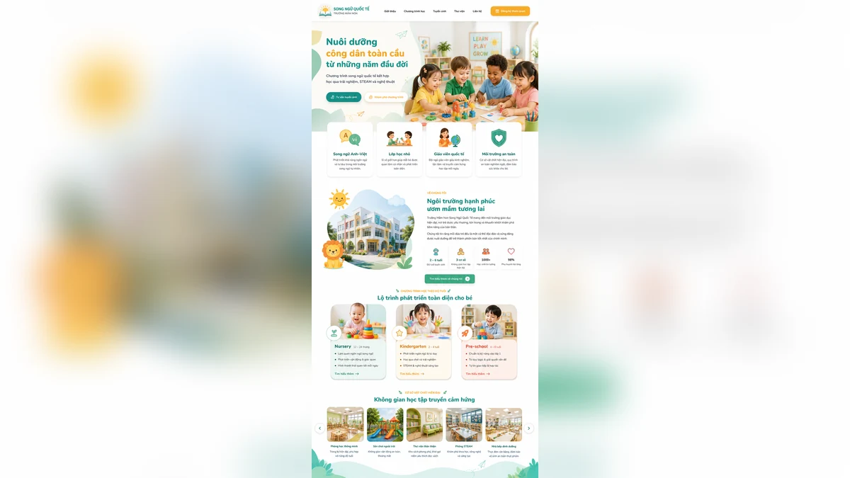 Thiết kế website trường mầm non song ngữ quốc tế chuẩn SEO 1 Vì sao trường mầm non song ngữ quốc tế cần có website chuyên nghiệp?